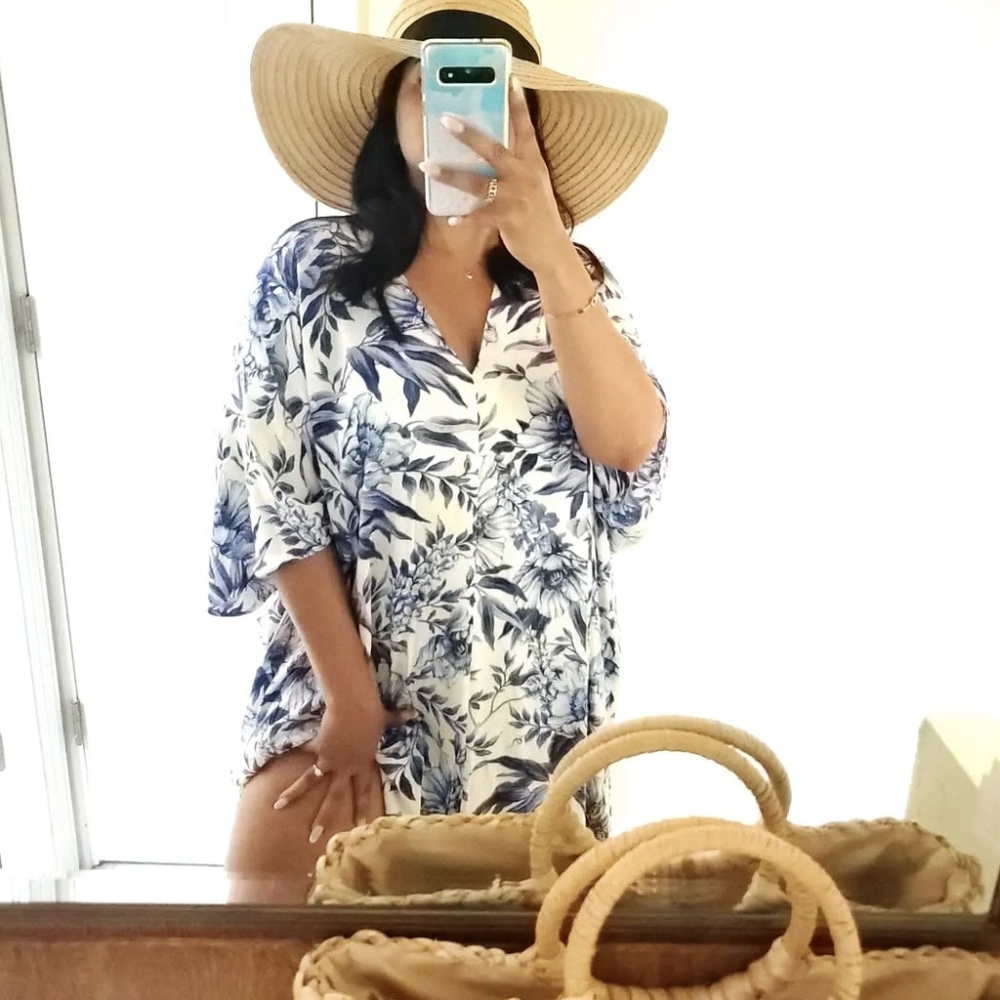 H&M blue floral print cover up